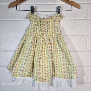 Greendog Floral Butterfly‎ Pintuck Dress Baby Girl 6-9M Eyelet Hem Cotton Easter